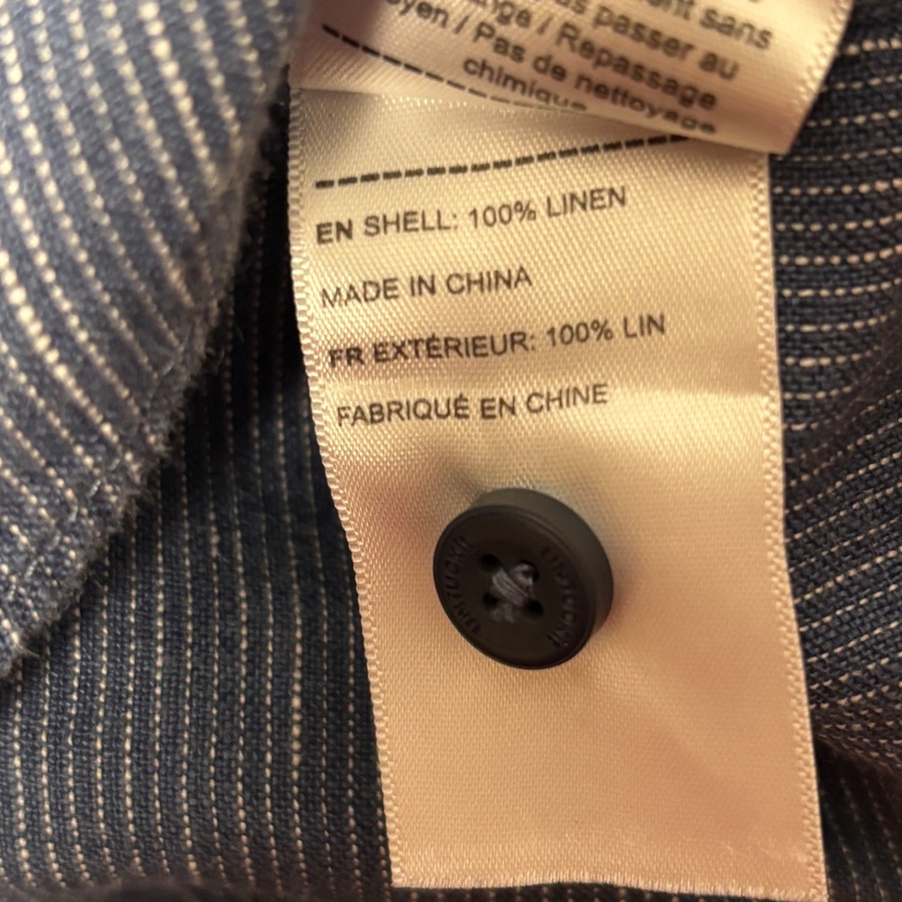 UNTUCKit Linen Shirt Mens XXL Blue Canon Striped Short Sleeve Relaxed Fit - Picture 6 of 14